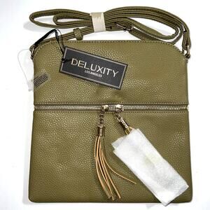 Deluxity Los Angeles Faux Leather Crossbody Purse Shoulder Bag Tassels Green